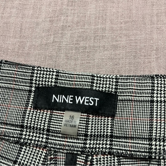 Nine West Neo Classic Gray Plaid Wide Leg Pants Plus Size 16 Business Casual - Picture 6 of 8